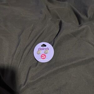 Claire's Clear Crystal Floral Stud Earrings - Silver Tone